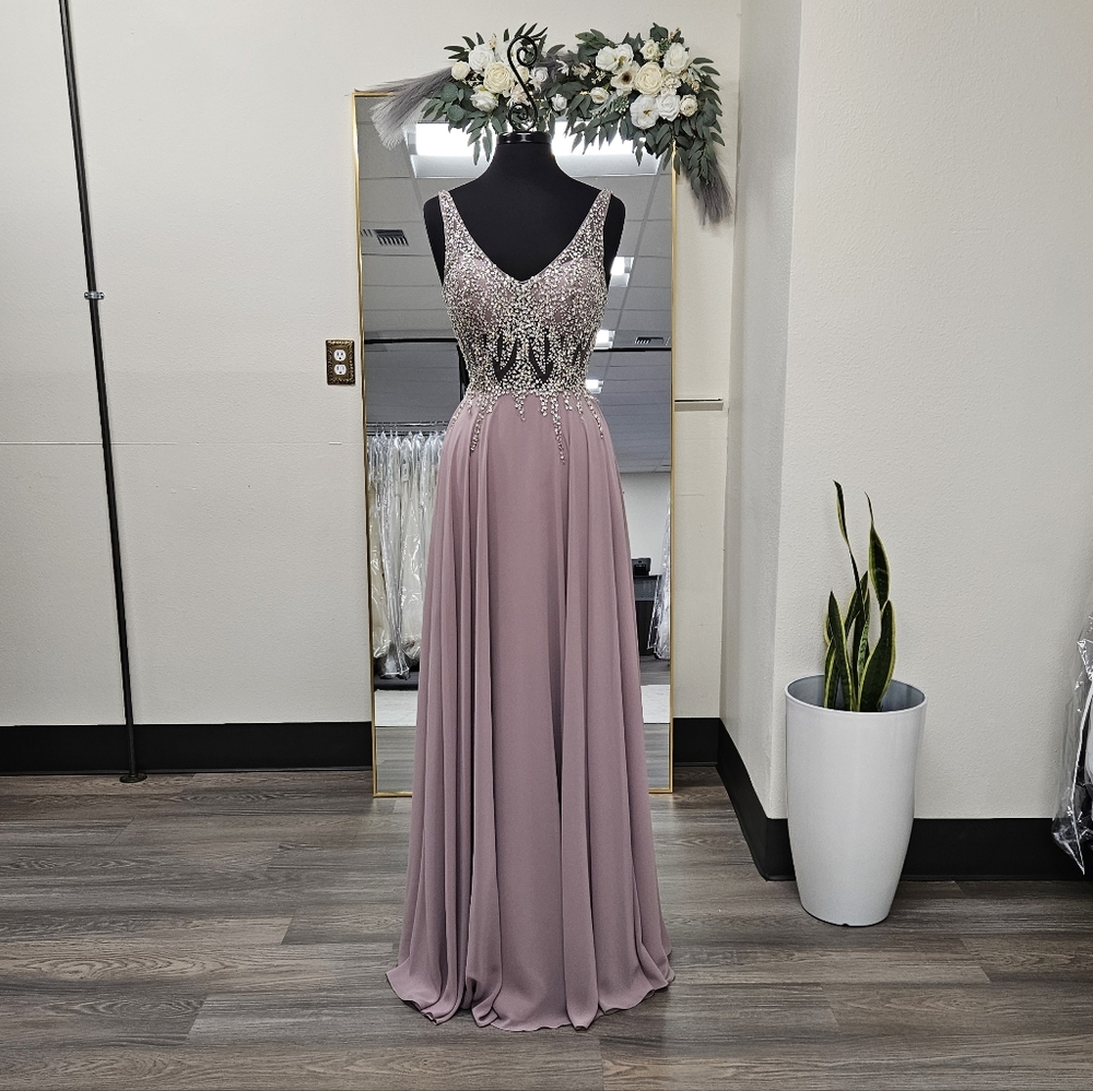 Elegant Mocha Evening Gown